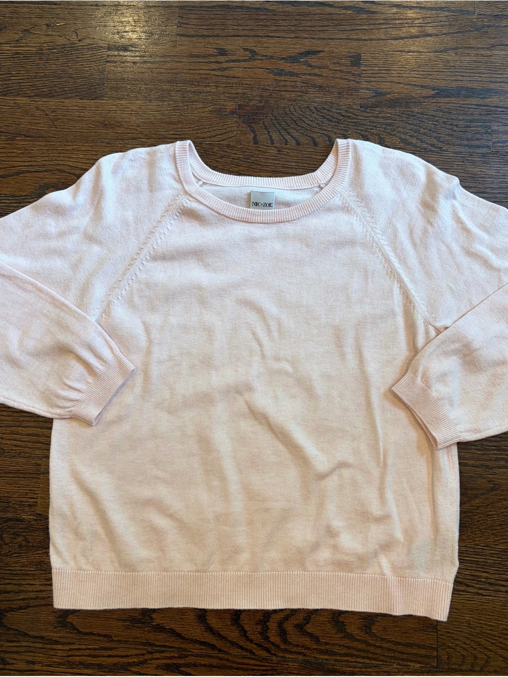 NIC+ZOE Pale Pink Crewneck Sweater